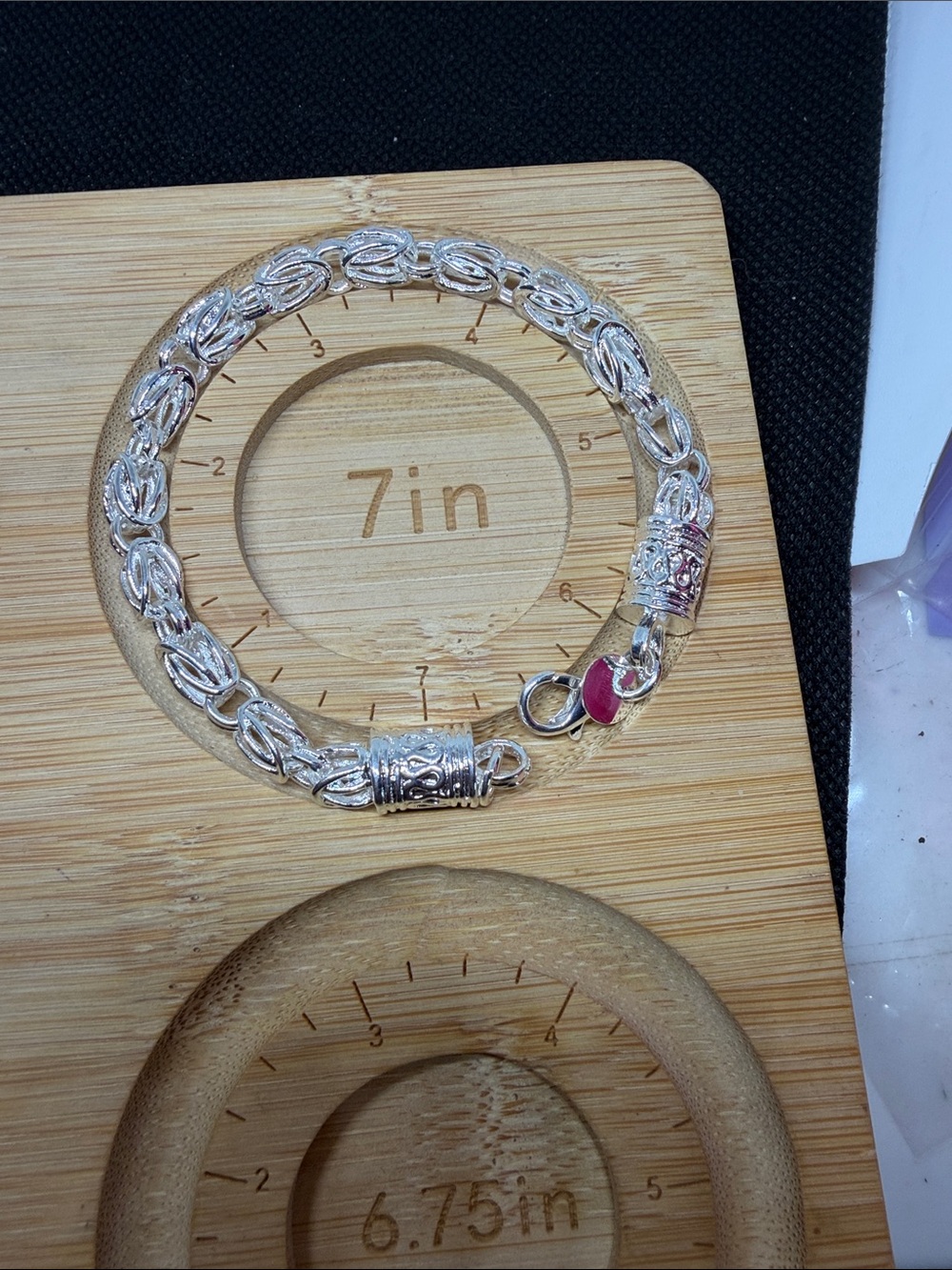 Sterling Silver Chain Link Bracelet with Scroll Work Clasp - Picture 6 of 6